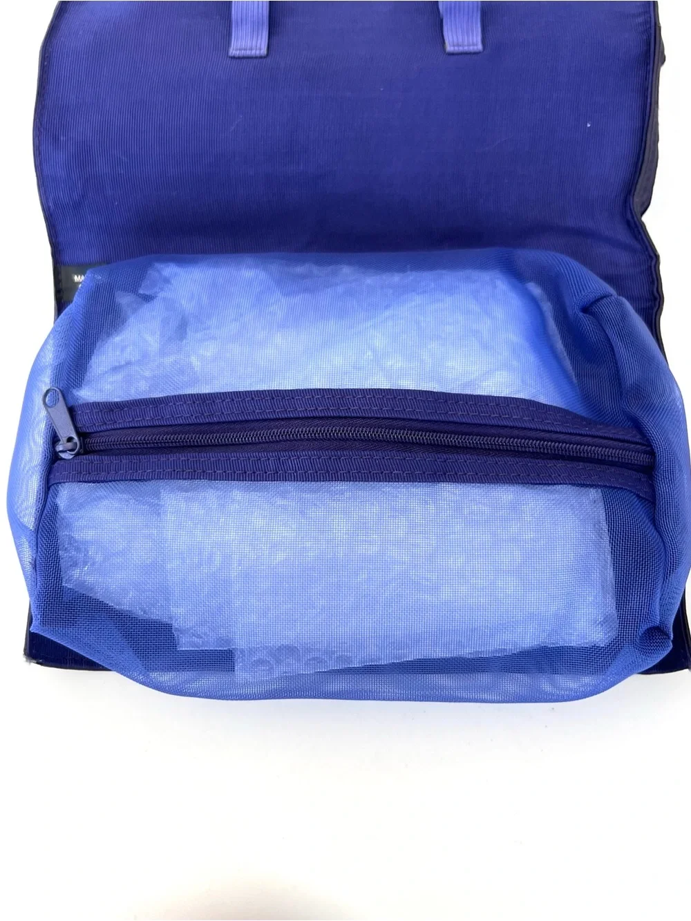 ISABELLA FIORE Purple Velvet Leather Trim Travel Makeup Accessories Cosmetic Bag